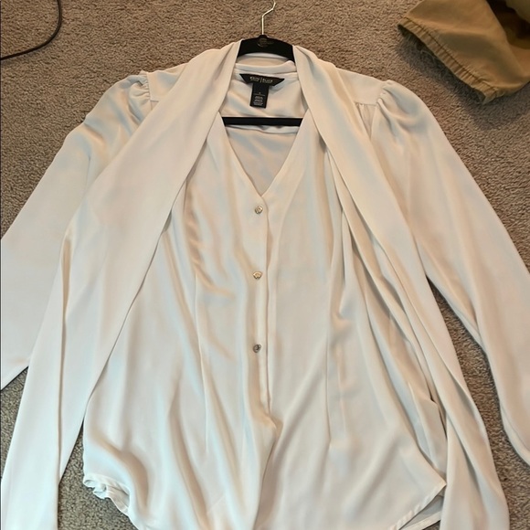 White House Black Market Tops - White House Black Market Cream Long Sleeve Buttoned Blouse
